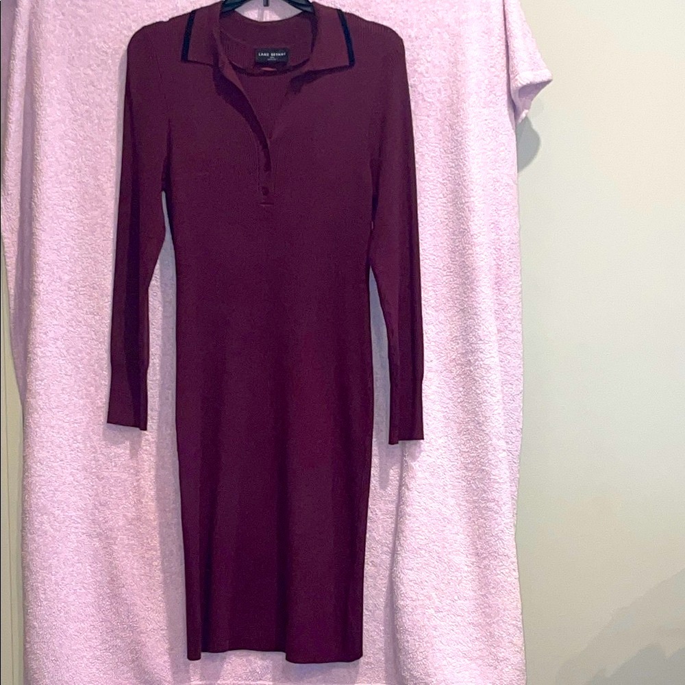 Lane Bryant Burgundy Long Sleeve Dress